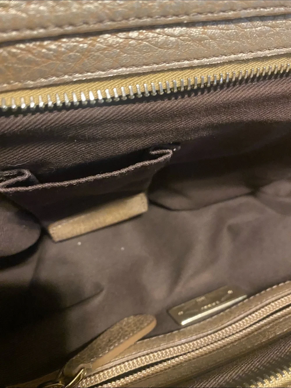 Bally Metallic Gold Leather Satchel with Tassel